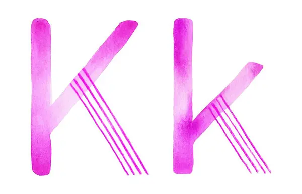 stock image Hand-painted pink watercolor uppercase 'K' and lowercase 'k', crafted with delicate strokes and organic shapes. Perfect for modern branding, logos, and creative typography.