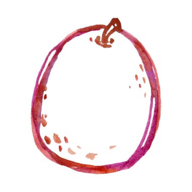 Hand-painted watercolor illustration of a passion fruit (maracuja), featuring rich purple and golden hues with organic shapes. For food-related designs, botanical art, and tropical-themed projects. clipart