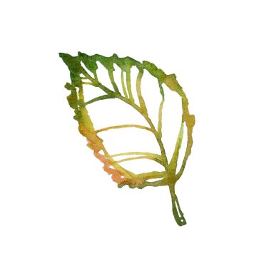 Hand-painted watercolor illustration of an abstract leaf with vein details, featuring vibrant green and earthy tones. For eco-friendly, natural themes, botanical designs, and seasonal projects. clipart