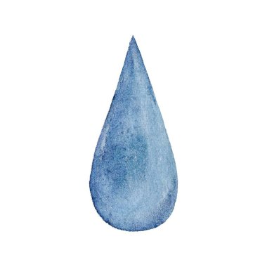 Handcrafted watercolor illustration of a single blue drop on a white background. Delicate and minimalist design, perfect for eco-themed branding, decor, or digital projects. clipart