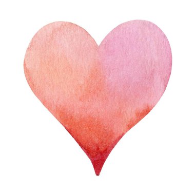 Watercolor artwork showcases a heart shape with a gradient of soft pink and orange colors, ideal for decorations, cards, or romantic themes. clipart