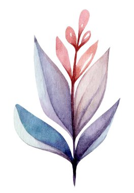 Eserde doğadan esinlenilmiş bir botanik illüstrasyon yer alıyor, mavi ve mor renkli yaprakların katmanları ve pembe aksanlar, sakin bir atmosferi çağrıştırıyor..