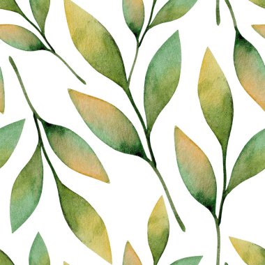 Narin suluboya yaprakları yeşil ve yumuşak sarıların çeşitli tonlarıyla ferahlatıcı bir desen oluşturur. Tekstil, duvar kâğıtları ya da grafik tasarımları için idealdir. Bu sanat doğayı iç mekanlara taşır..