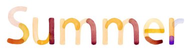 Parlak suluboya harfler, mevsimin sıcaklığını ve neşesini yansıtan bir dizi ılık rengi sergiliyor. Tasarım, yaz etkinlikleri için mükemmel bir atmosfer sağlıyor..