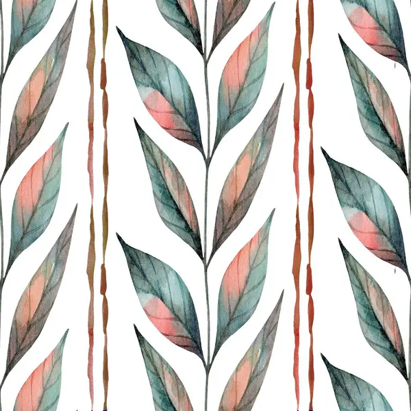 Yumuşak yeşiller, pembeler ve kahverengiler içinde suluboya yapraklar içeren güzel bir desen. Tekstil, duvar kağıtları ya da sanat baskıları için mükemmel..