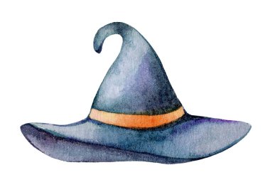 Sivri uçlu ve geniş kenarlı, turuncu bantlı güzel bir cadı şapkası. Bu tasarım Cadılar Bayramı kutlamalarının ve yaratıcılığın özünü yansıtıyor..