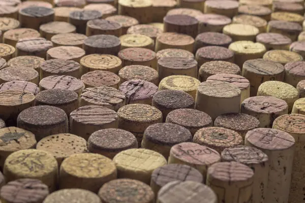 Detail of corks from used wine bottles from vertical to horizontal shot