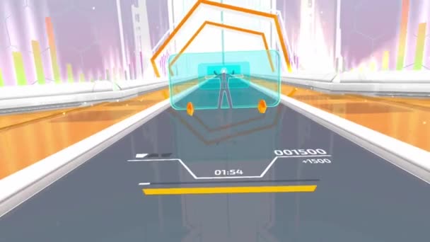 Gameplay Dance Game Virtual Reality Glasses Player Must Walk Virtual — Stock Video