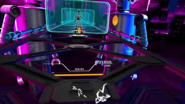 Gameplay Von Tanzspiel Virtual Reality Brille Der Spieler Muss Tanzpositionen — Stockvideo