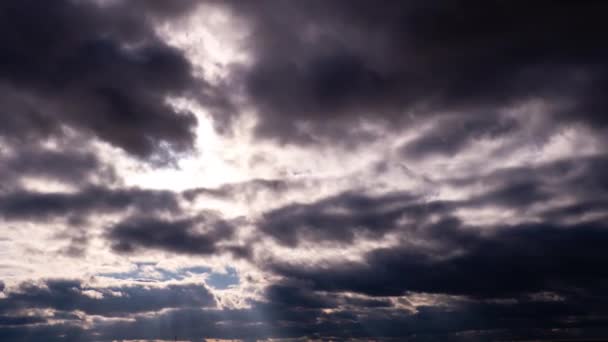 Timelapse Dark Storm Clouds Moving Sky Winter Cloudy Space Dark — Vídeos de Stock