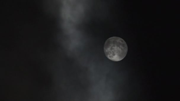 Full Moon Night Sky Glows Dark Clouds Mystical Moonlight Real — Video