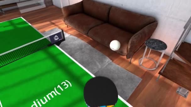 Pov Game Table Tennis Virtual Reality Headset Playing Tennis Table — Stockvideo