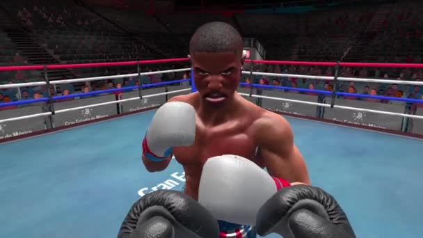 Boxning Från Första Person Spel Från Virtual Reality Headset Boxare — Stockvideo