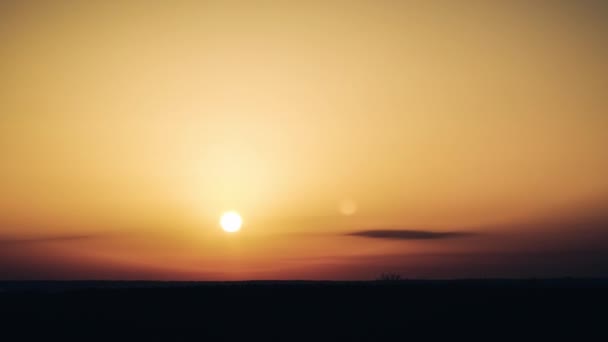 Timelapse Sunset Orange Sky Horizon Big Bright Red Sun Sunrays — Αρχείο Βίντεο