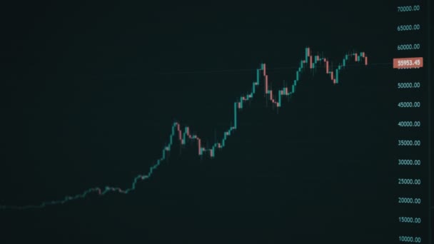 Graficul Prețurilor Bitcoin Timp Maxime Preț Minime Graficul Tranzacționare Cripto — Videoclip de stoc