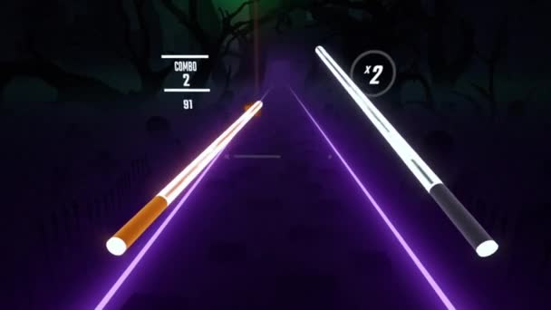 Gameplay First Person Saber Music Rhythm Game Pov Coupes Cubes — Video