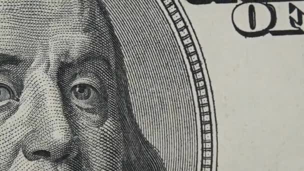 100 Dollar Banknote Rotate Close Extreme Macro Rotating One Hundred — Stock videók