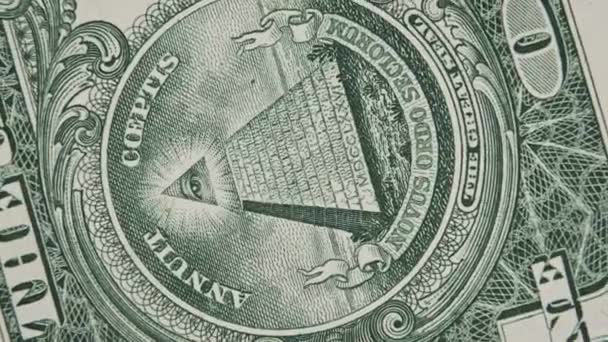 All Seeing Eye Sign Rotates One Dollar Bill Close Mason — Vídeos de Stock
