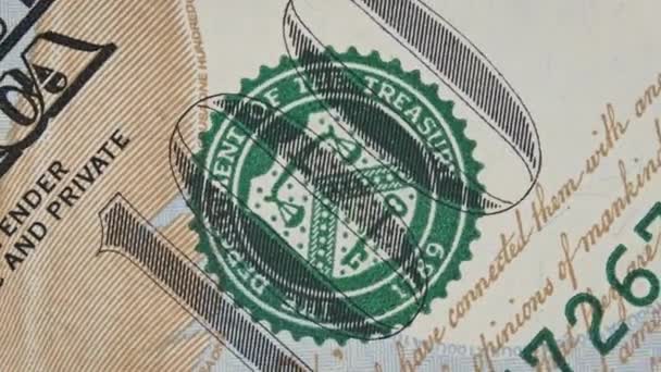 Close Rotating 100 Dollar Bill Fragment Banknote Extreme Macro Fiat — Video Stock