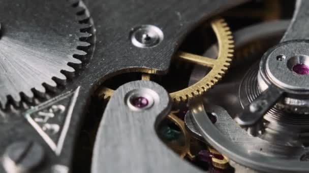 Mecanismo Reloj Gira Cerca Mecanismo Cronómetro Redondo Vintage Que Funciona — Vídeos de Stock