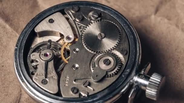 Timelapse Του Vintage Μηχανισμό Χρονόμετρο Close Μηχανισμός Ρολόι Όλο Εικοσιτετράωρο — Αρχείο Βίντεο