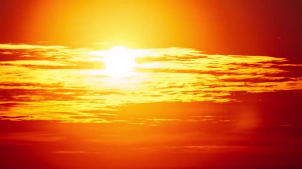 Timelapse Dramatic Sunset Soft Clouds Orange Sky Horizon Big Bright — Stock Video