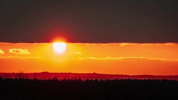 Scadenza Del Tramonto Nel Cielo Arancione Sopra Orizzonte Grande Sole — Video Stock