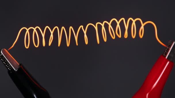Nichrome Heated Red Influence Electric Current Nichrome Thread Form Spiral — Αρχείο Βίντεο