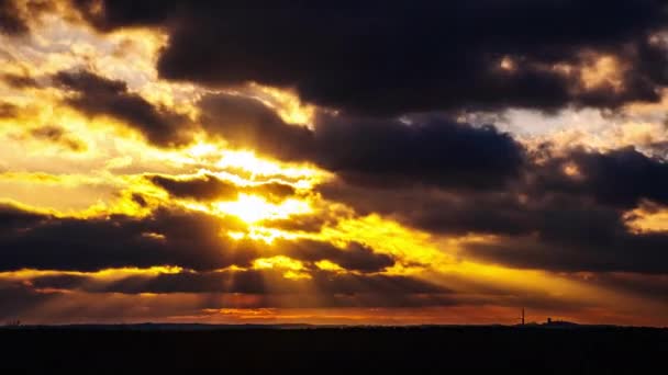 Sunset Cumulus Clouds Orange Sky Horizon Timelaspe Big Bright Red — Stok video