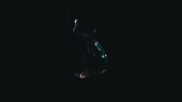 Чоловіча Рука Перетворює Лампочку Розжарювання Сокет Вона Вмикає Вмикання Вимикається — стокове відео