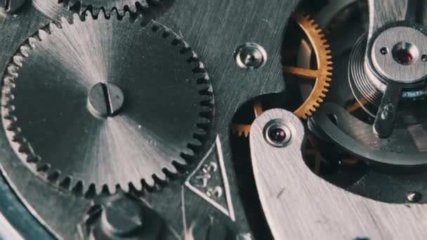 Clock Mechanism Rotates Close Working Mechanism Stopwatch Spinning Macro Detailed — Stock videók