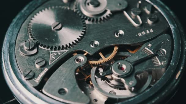 Mechanism Vintage Stopwatch Close Clock Watch Mechanism Working Macro Old — Video Stock