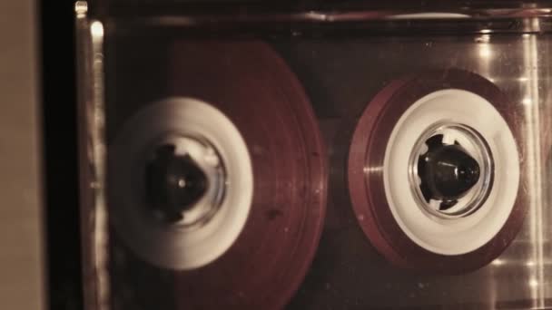 Riproduzione Audiocassette Registratore Retrò Registratore Che Riproduce Una Vecchia Audiocassetta — Video Stock