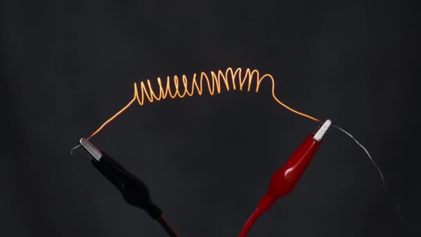 Nichrome Heated Red Influence Electric Current Nichrome Thread Form Spiral — Vídeos de Stock