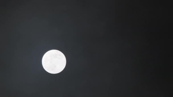 Full Moon Night Sky Glows Dark Clouds Mystical Moonlight Real — Vídeo de Stock