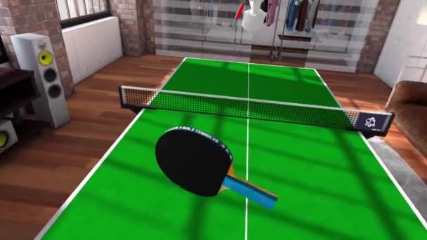 Table Tennis First Person View Virtual Reality Headset Playing Tennis — Stock video