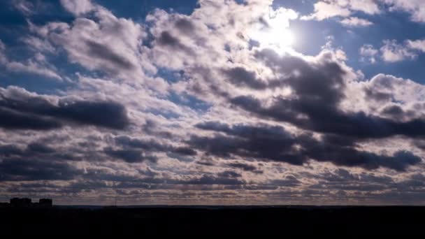 Cumulus Clouds Moving Sky Sun Horizon Timelapse Cloud Space Background — Wideo stockowe