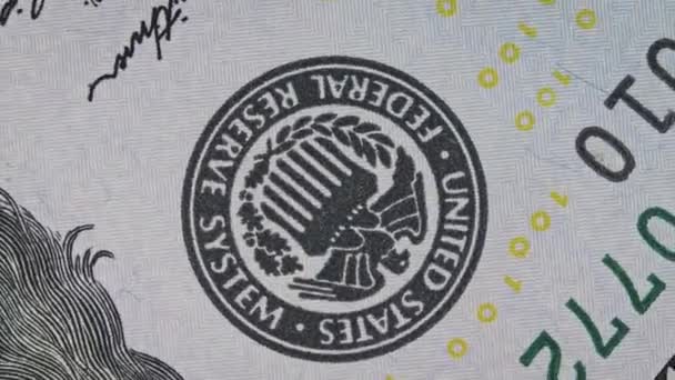 Close Rotating 100 Dollar Bill Fragment Banknote Extreme Macro Fiat — Vídeo de Stock