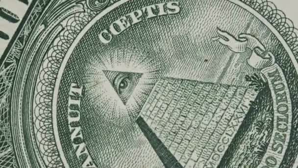 Semnul Mason Semnului Ocular Atotvăzător Rotește Bancnotă Dolar Bancnotă Americană — Videoclip de stoc