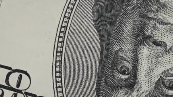 Сто Доларів Банкноти Обертаються Надзвичайно Макро Обертаємо 100 Нас Портретом — стокове відео