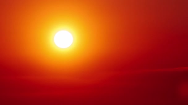 Timelapse Sunset Orange Sky Horizon Big Bright Red Sun Sunrays — Stock videók