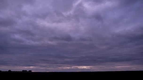 Timelapse Dark Storm Clouds Moving Sky Evening Winter Cloudy Space — Vídeo de Stock