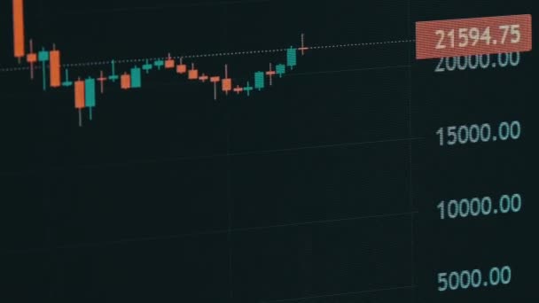 Bitcoin Trading Price Evolution Cryptocurrency Exchange Chart Candles Price Chart — Αρχείο Βίντεο