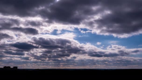 Cumulus Clouds Moving Sky Sun Horizon Timelapse Cloud Space Background — Vídeo de Stock