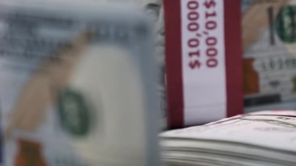 Pile Dollari Ruotano Primo Piano Pacchetti Banconote 000 Dollari Americani — Video Stock