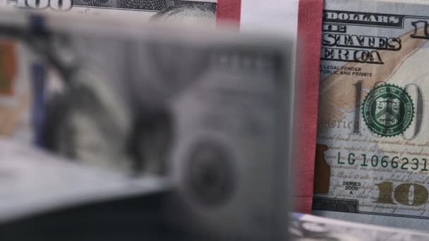Pile Dollari Ruotano Primo Piano Pacchetti Banconote 000 Dollari Americani — Video Stock