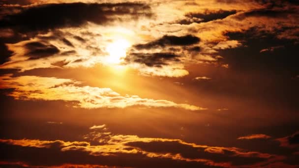 Geweldige Zonsondergang Oranje Hemel Met Wolken Timelapse Heldere Oranje Zon — Stockvideo