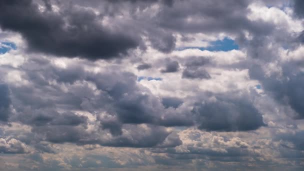 Cumulus Clouds Move Sky Timelapse Background Gray Soft White Clouds — Stock Video