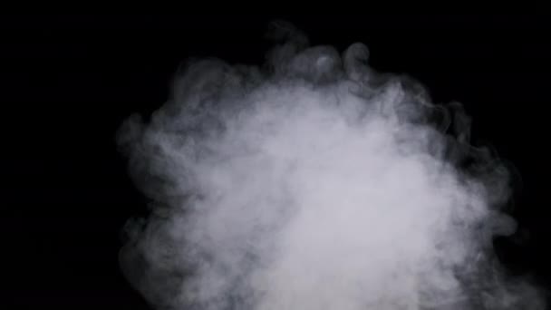 Білий Дим Чорному Тлі Повільному Русі Вибуховий Пар Хмари Диму — стокове відео