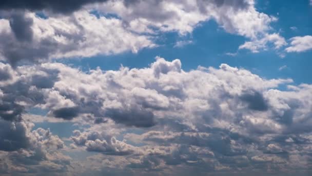 Timelapse Cumulus Clouds Moving Blue Sky Cloud Space Background Dark — Stok video